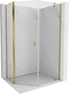 Mexen Mist cabine de douche pentagonale asymétrique pivotante 90 x 100 cm, transparent, or - 8A8-090-100-50-00