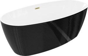 Mexen Lira baignoire autoportante modèle 170 x 80 cm, blanc/noir, trop-plein or brossé - 52831708075-55
