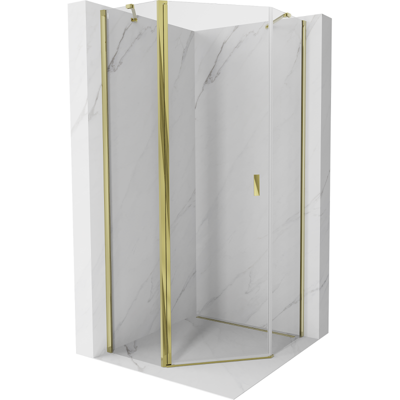Mexen Mist cabine de douche pentagonale pivotante 100 x 100 cm, transparent, dorée - 8A8-100-100-50-00
