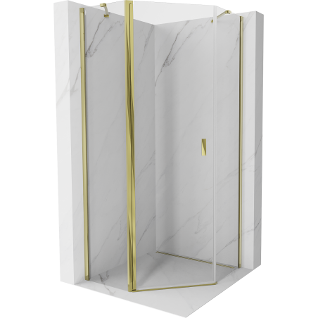 Mexen Mist cabine de douche pentagonale pivotante 100 x 100 cm, transparent, dorée - 8A8-100-100-50-00