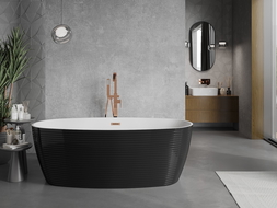 Mexen Lira baignoire autoportante motif 170 x 80 cm, blanc/noir, trop-plein or rose - 52831708075-60