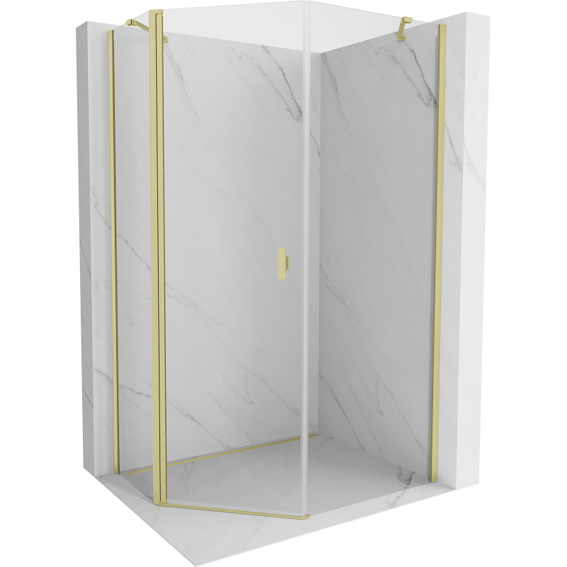 Mexen Mist cabine de douche pentagonale asymétrique à ouverture 90 x 100 cm, transparent, or brossé - 8A8-090-100-55-00