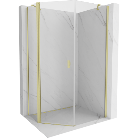Mexen Mist cabine de douche pentagonale asymétrique à ouverture 90 x 100 cm, transparent, or brossé - 8A8-090-100-55-00