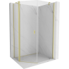 Mexen Mist cabine de douche pentagonale asymétrique à ouverture 90 x 100 cm, transparent, or brossé - 8A8-090-100-55-00