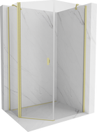 Mexen Mist cabine de douche pentagonale asymétrique pivotante 90 x 100 cm, transparent, or brossé - 8A8-090-100-55-00