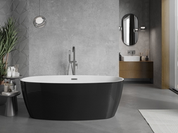 Mexen Lira baignoire autoportante motif 170 x 80 cm, blanc/noir, trop-plein noir - 52831708075-70