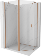 Mexen Mist cabine de douche pentagonale asymétrique pivotante 90 x 80 cm, transparent, cuivre brossé - 8A8-090-080-65-00