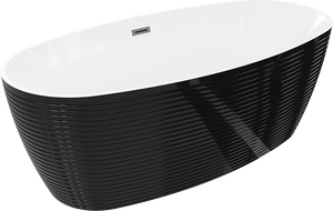 Mexen Lira baignoire autoportante modèle 170 x 80 cm, blanc/noir, trop-plein gun metal - 52831708075-95