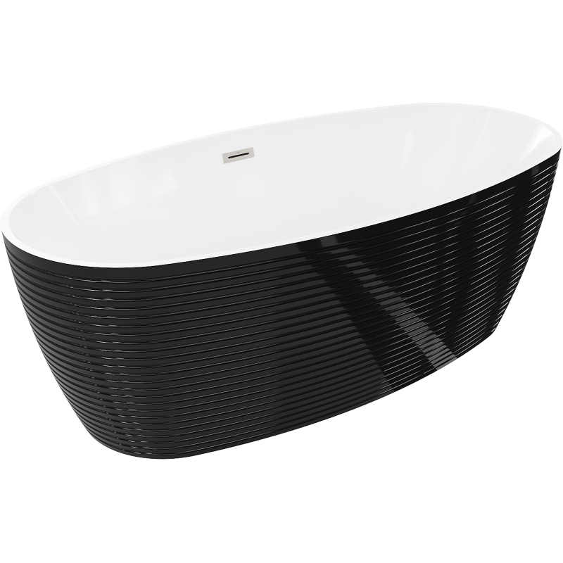 Mexen Lira baignoire autoportante modèle 170 x 80 cm, blanc/noir, trop-plein nickel brossé - 52831708075-97