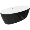 Baignoire autoportante Mexen Lira modèle 170 x 80 cm, blanc/noir, trop-plein nickel brossé - 52831708075-97