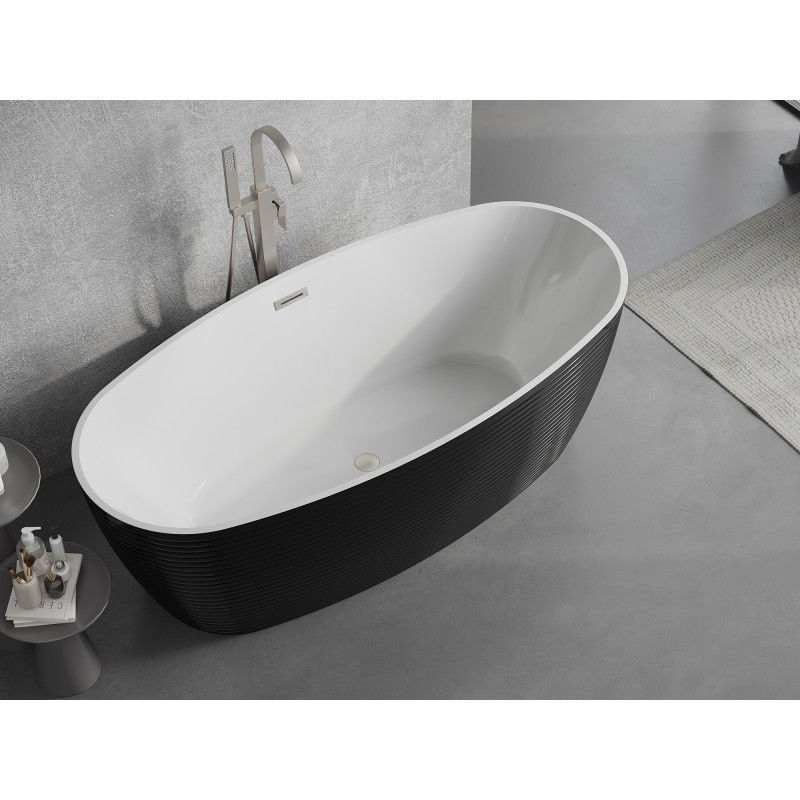 Mexen Lira baignoire autoportante modèle 170 x 80 cm, blanc/noir, trop-plein nickel brossé - 52831708075-97