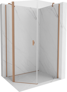 Mexen Mist cabine de douche pentagonale asymétrique pivotante 90 x 100 cm, transparente, cuivre brossé - 8A8-090-100-65-00