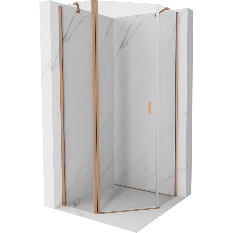 Mexen Mist cabine de douche pentagonale pivotante 100 x 100 cm, transparente, cuivre brossé - 8A8-100-100-65-00