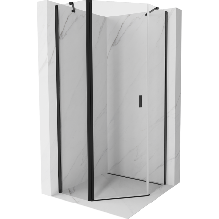 Mexen Mist cabine de douche pentagonale pivotante 90 x 90 cm, transparente, noire - 8A8-090-090-70-00