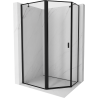 Mexen Mist cabine de douche asymétrique à cinq pans, porte battante gauche 90 x 80 cm, cadre noir, noir - 8A8-090-080-70-70-L
