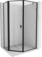 Mexen Mist cabine de douche pentagonale asymétrique pivotante gauche 80 x 100 cm, cadre noir, noir - 8A8-080-100-70-70-L