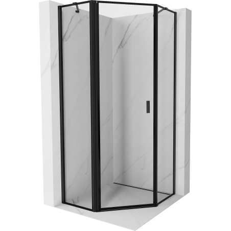 Mexen Mist cabine de douche pentagonale pivotante gauche 100 x 100 cm, cadre noir, noir - 8A8-100-100-70-70-L