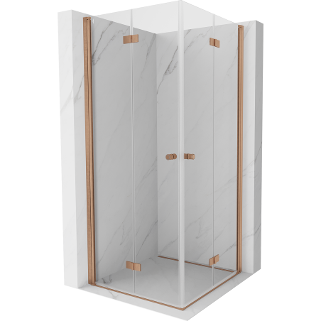 Mexen Mist-F Duo cabine de douche pliante 90 x 90 cm, transparent, cuivre brossé - 8A6-090L-090P-65-00