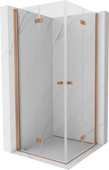 Mexen Mist-F Duo cabine de douche pliante 90 x 90 cm, transparent, cuivre brossé - 8A6-090L-090P-65-00