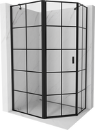 Mexen Mist cabine de douche pentagonale asymétrique pivotante gauche 90 x 80 cm, grille noire, noire - 8A8-090-080-70-77-L