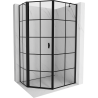 Mexen Mist cabine de douche pentagonale asymétrique pivotante gauche 80 x 90 cm, grille noire, noire - 8A8-080-090-70-77-L