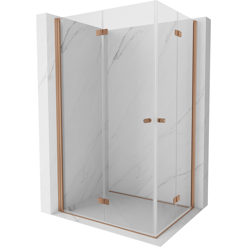 Mexen Mist-F Duo cabine de douche pliante gauche 95 x 90 cm, transparent, cuivre brossé - 8A6-095L-090P-65-00