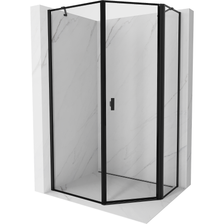 Mexen Mist cabine de douche pentagonale asymétrique pivotante droite 90 x 100 cm, cadre noir, noir - 8A8-090-100-70-70-P