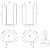 Cabine de douche pentagonale Mexen Mist porte battante droite 100 x 100 cm, cadre noir, noir - 8A8-100-100-70-70-P