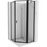 Cabine de douche pentagonale Mexen Mist porte battante droite 100 x 100 cm, cadre noir, noir - 8A8-100-100-70-70-P