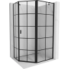 Cabine de douche asymétrique pentagonale Mexen Mist, porte droite 100 x 80 cm, grille noire, noir - 8A8-100-080-70-77-P