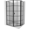 Mexen Mist cabine de douche pentagonale asymétrique à battant droit 80 x 100 cm, grille noire, noire - 8A8-080-100-70-77-P