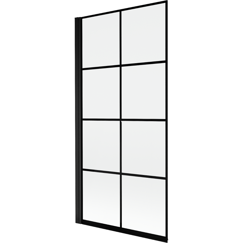 Mexen Mist paroi de baignoire à 1 volet gauche 90 x 150 cm, grille noire, noir - 8A9-090-001-70-77-L