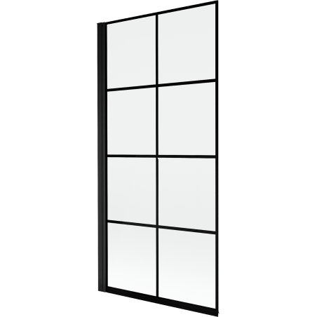 Mexen Mist paroi de baignoire à 1 volet gauche 90 x 150 cm, grille noire, noir - 8A9-090-001-70-77-L