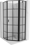 Mexen Mist cabine de douche pentagonale pivotante droite 100 x 100 cm, grille noire, noir - 8A8-100-100-70-77-P