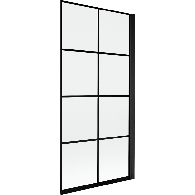 Mexen Mist pare-douche 1-volet droit 90 x 150 cm, motif grille noir, noir - 8A9-090-001-70-77-P