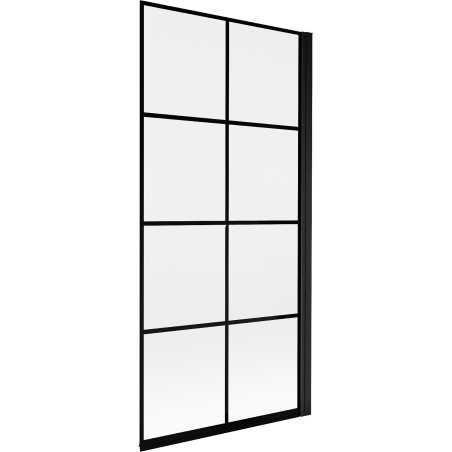 Mexen Mist pare-douche 1-volet droit 90 x 150 cm, motif grille noir, noir - 8A9-090-001-70-77-P