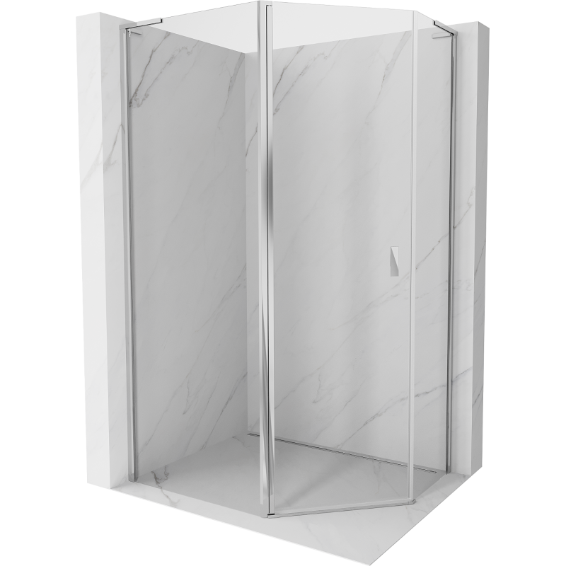 Cabine de douche asymétrique pentagonale Mexen Mist L 90 x 80 cm, transparente, chromée - 8A8L-090-080-01-00