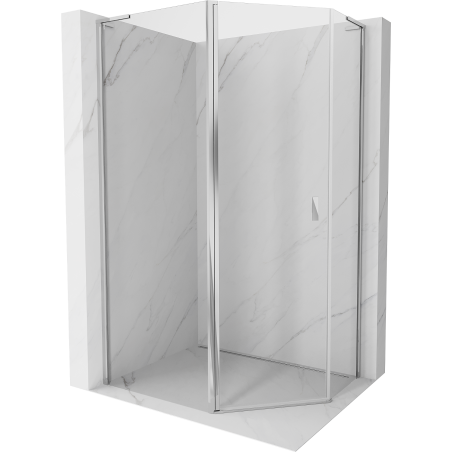 Cabine de douche asymétrique pentagonale Mexen Mist L 90 x 80 cm, transparente, chromée - 8A8L-090-080-01-00