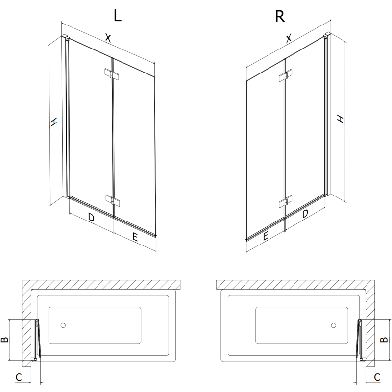 Mexen Mist paroi de douche 2 volets droite 90 x 150 cm, transparent, chrome - 8A9-090-002-01-00-P