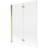 Paravent de baignoire Mexen Mist, 2 volets, gauche 130 x 150 cm, transparent, doré - 8A9-130-002-50-00-L