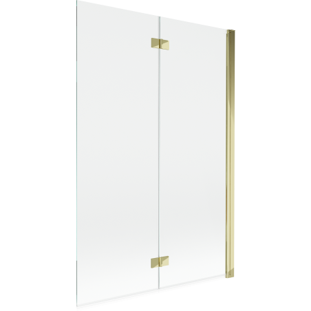 Mexen Mist paroi de baignoire pliante à 2 volets droite 120 x 150 cm, transparent, dorée - 8A9-120-002-50-00-P