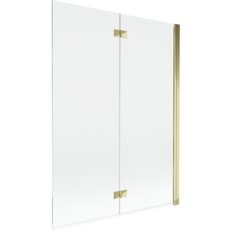 Mexen Mist paravent de bain 2 volets droit 130 x 150 cm, transparent, doré - 8A9-130-002-50-00-P