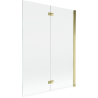 Mexen Mist paravent de bain 2 volets droit 130 x 150 cm, transparent, doré - 8A9-130-002-50-00-P