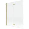 Mexen Mist paroi de baignoire 2 volets gauche 140 x 150 cm, transparent, doré brossé - 8A9-140-002-55-00-L