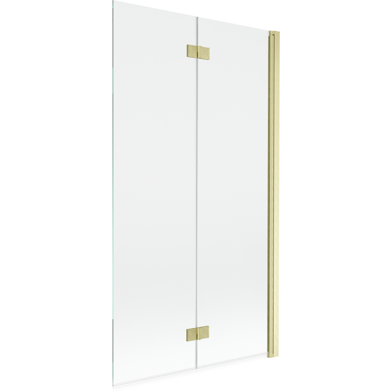 Paravent de bain Mexen Mist 2 volets droit 100 x 150 cm, transparent, or brossé - 8A9-100-002-55-00-P