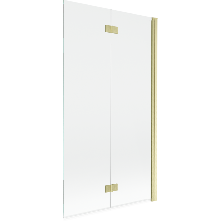 Paravent de bain Mexen Mist 2 volets droit 100 x 150 cm, transparent, or brossé - 8A9-100-002-55-00-P