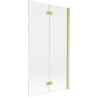 Paravent de bain Mexen Mist 2 volets droit 100 x 150 cm, transparent, or brossé - 8A9-100-002-55-00-P