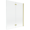 Mexen Mist écran de baignoire 2 volets droit 140 x 150 cm, transparent, or brossé - 8A9-140-002-55-00-P