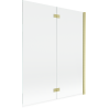 Mexen Mist paroi de baignoire à 2 volets à droite 140 x 150 cm, transparent, or brossé - 8A9-140-002-55-00-P