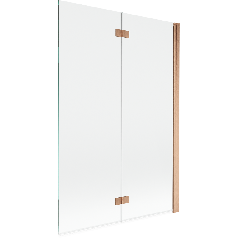 Mexen Mist paroi de baignoire 2 volets droite 120 x 150 cm, transparent, cuivre brossé - 8A9-120-002-65-00-P